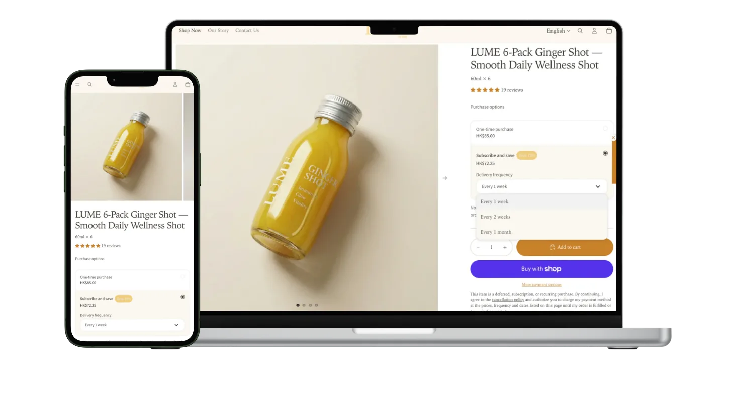 Joy build-to-order subscription widget on a storefront