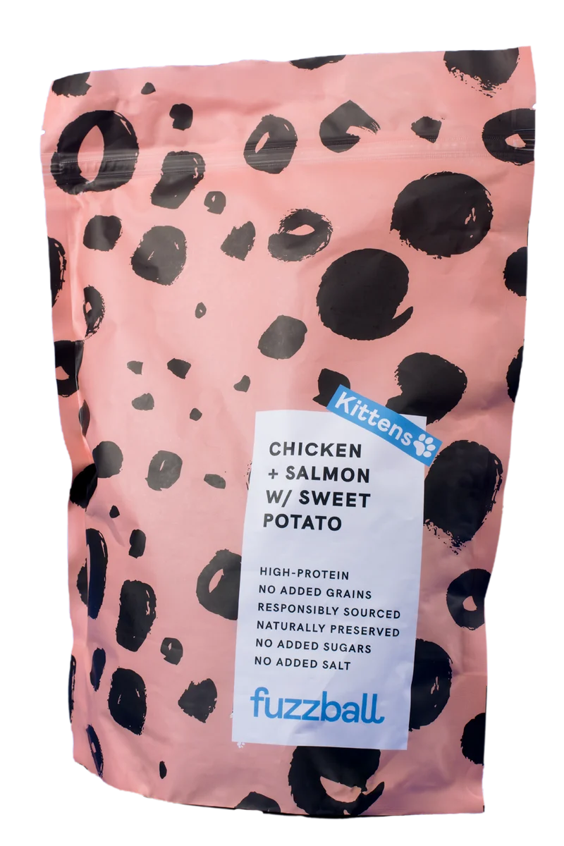 dry food for kitten chicken and salmon flavour with sweet potato